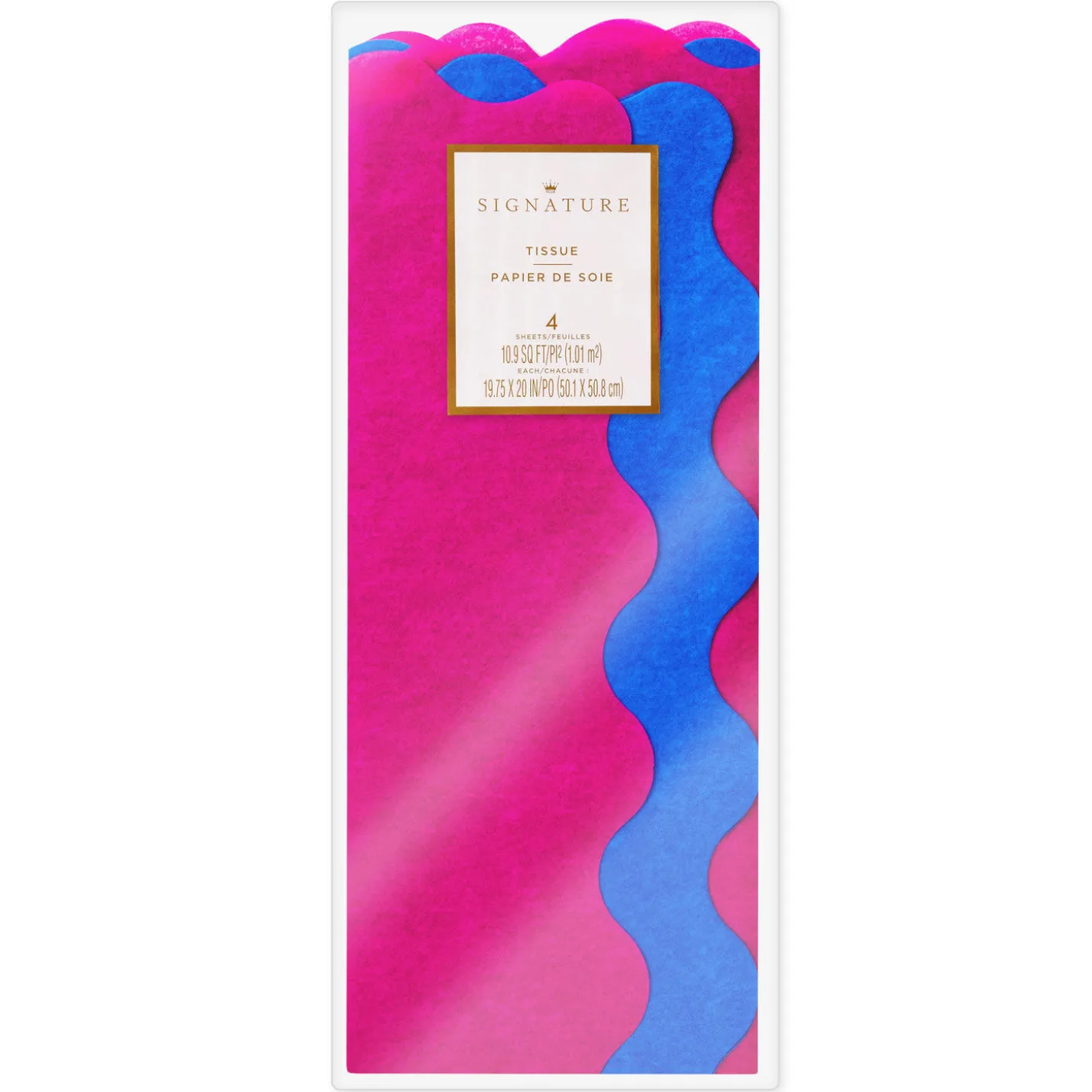 Fuchsia and Bright Blue Wavy-Edged 2-Pack Tissue Paper, 4 sheets total
