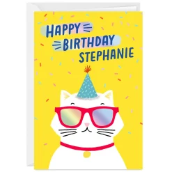 Fun Party Cat Custom Birthday Card