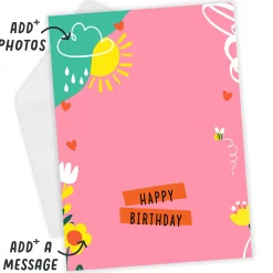 Fun Flowers Custom Birthday Card