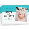 Funny Blue and White Flat Belated Holiday Photo Card