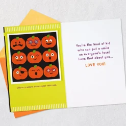 Fun Pumpkin Faces Halloween Card With Stickers for Grandson