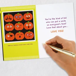 Fun Pumpkin Faces Halloween Card With Stickers for Grandson