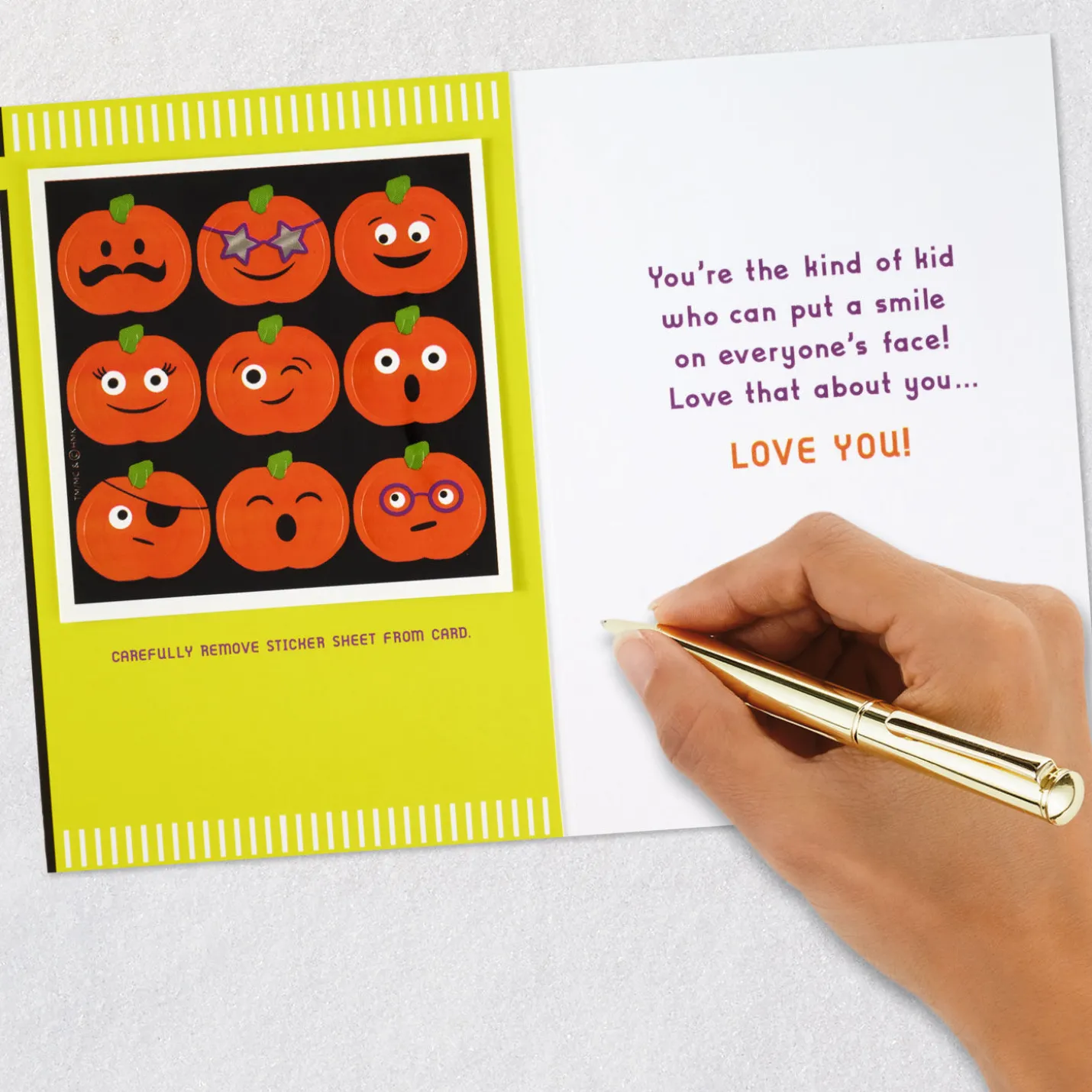 Fun Pumpkin Faces Halloween Card With Stickers for Grandson