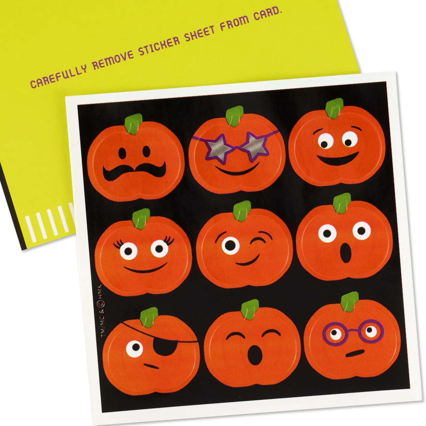 Fun Pumpkin Faces Halloween Card With Stickers for Grandson