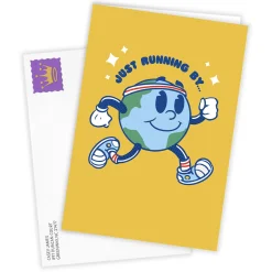 Fun Retro Running Globe Custom Card