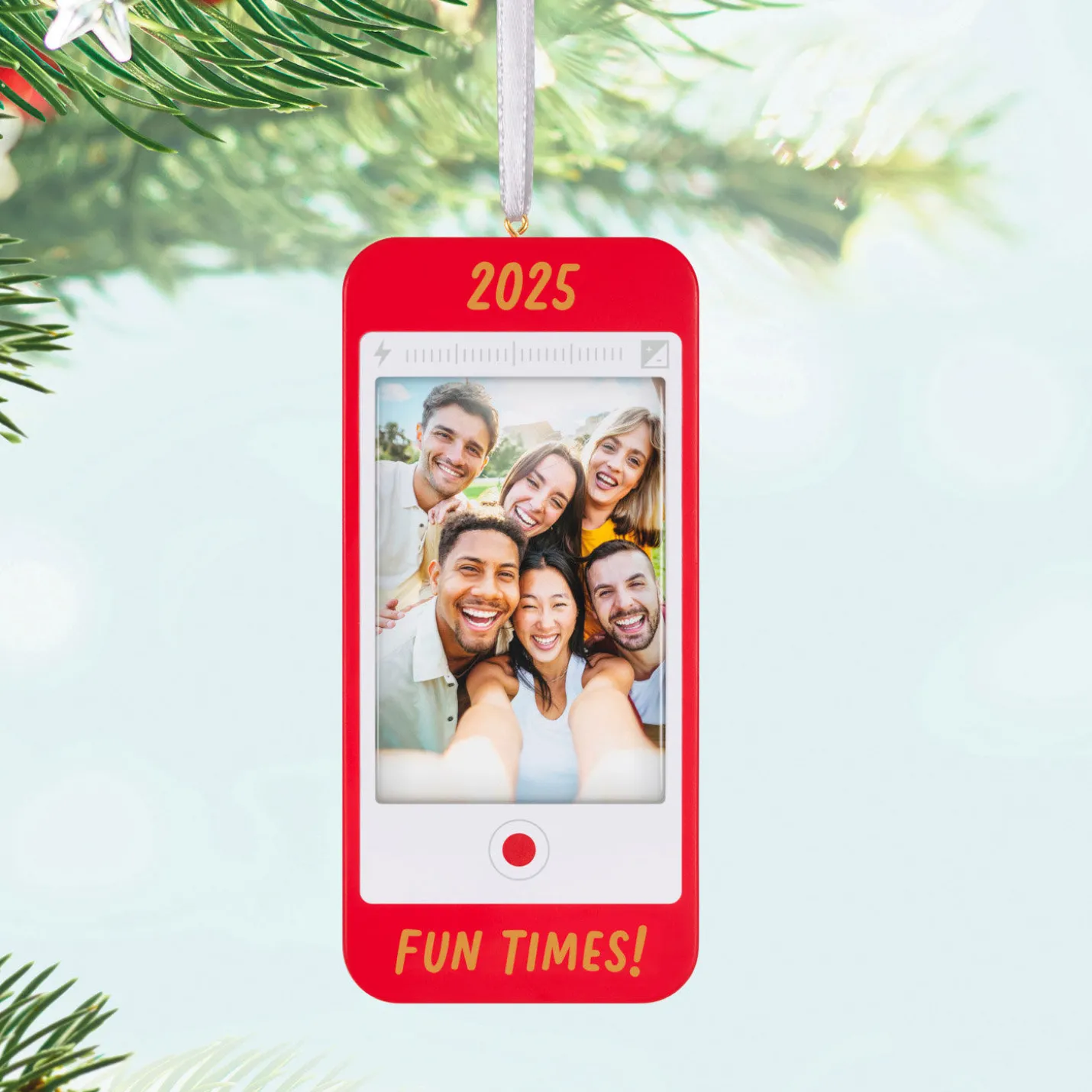 Fun Times 2025 Cell Phone Personalized Ornament, Custom Photo