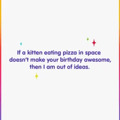 Galactic Cat With Pizza Funny Birthday Card