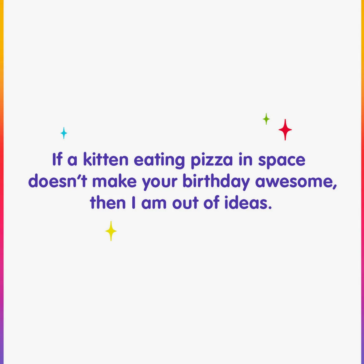 Galactic Cat With Pizza Funny Birthday Card