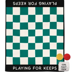 Game Night Checkerboard Blanket With Playing Pieces