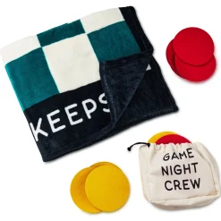 Game Night Checkerboard Blanket With Playing Pieces