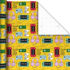 Gaming Gadgets on Yellow Wrapping Paper, 20 sq. ft.