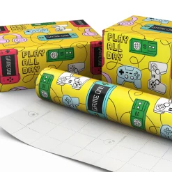 Gaming Gadgets on Yellow Wrapping Paper, 20 sq. ft.
