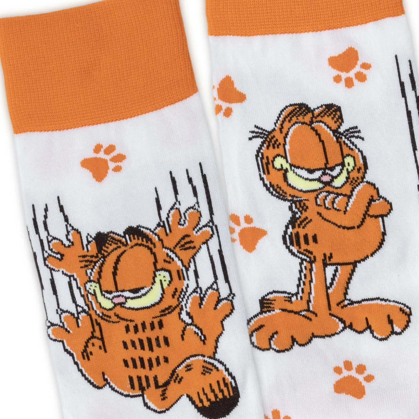 Garfield Poses and Paw Prints Novelty Crew Socks