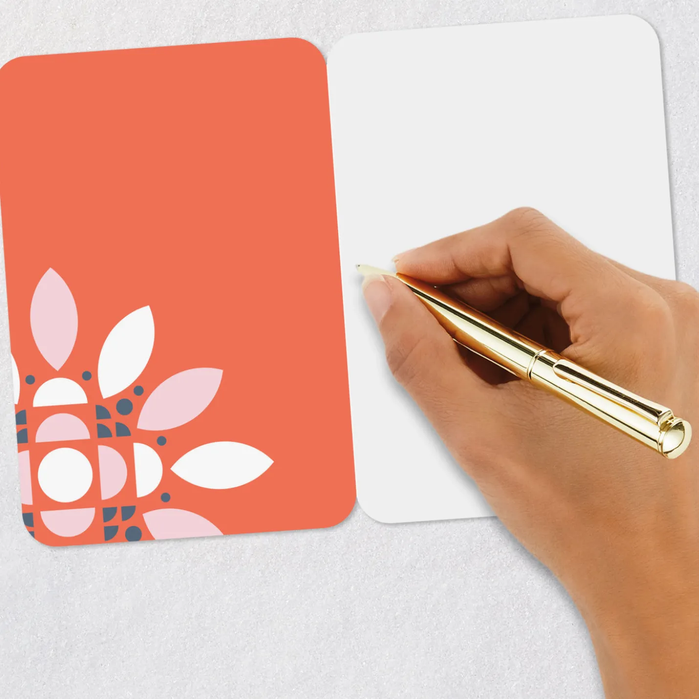 Geometric Flower on Blue Blank Card