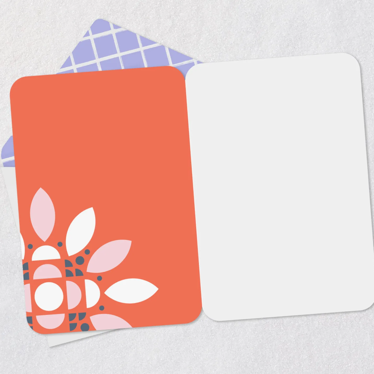 Geometric Flower on Blue Blank Card