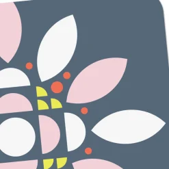 Geometric Flower on Blue Blank Card