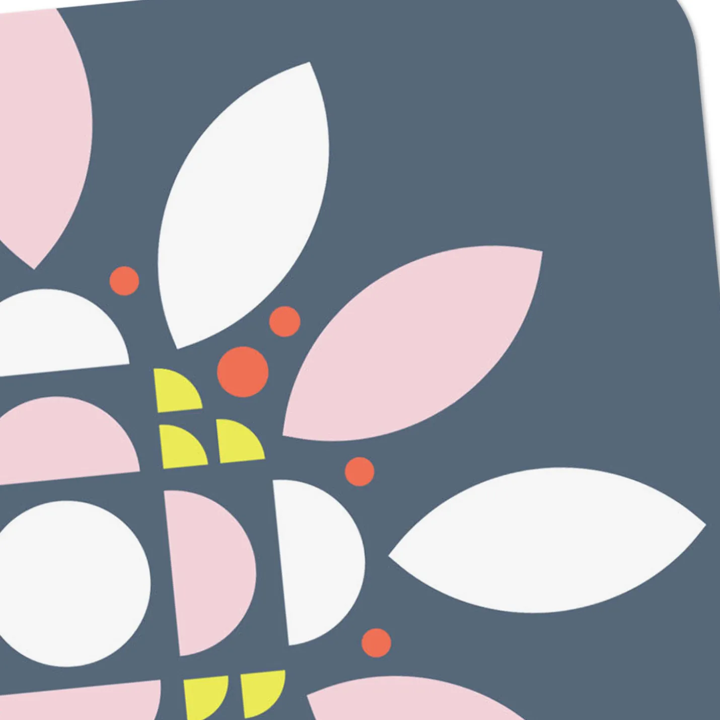 Geometric Flower on Blue Blank Card