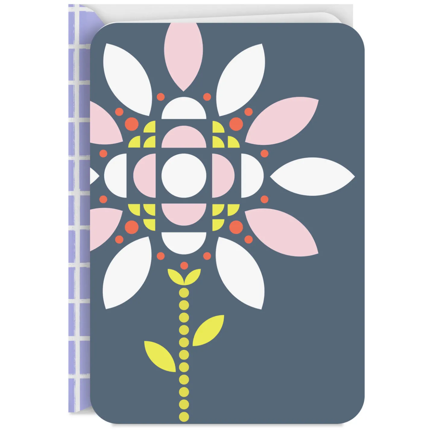 Geometric Flower on Blue Blank Card