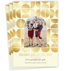 Geometric Gold Circles Flat Holiday Photo Card