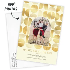 Geometric Gold Circles Flat Holiday Photo Card