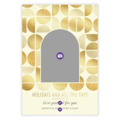 Geometric Gold Circles Flat Holiday Photo Card