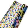 Geo Pattern on White and Wavy Blue Lines Reversible Table Runner
