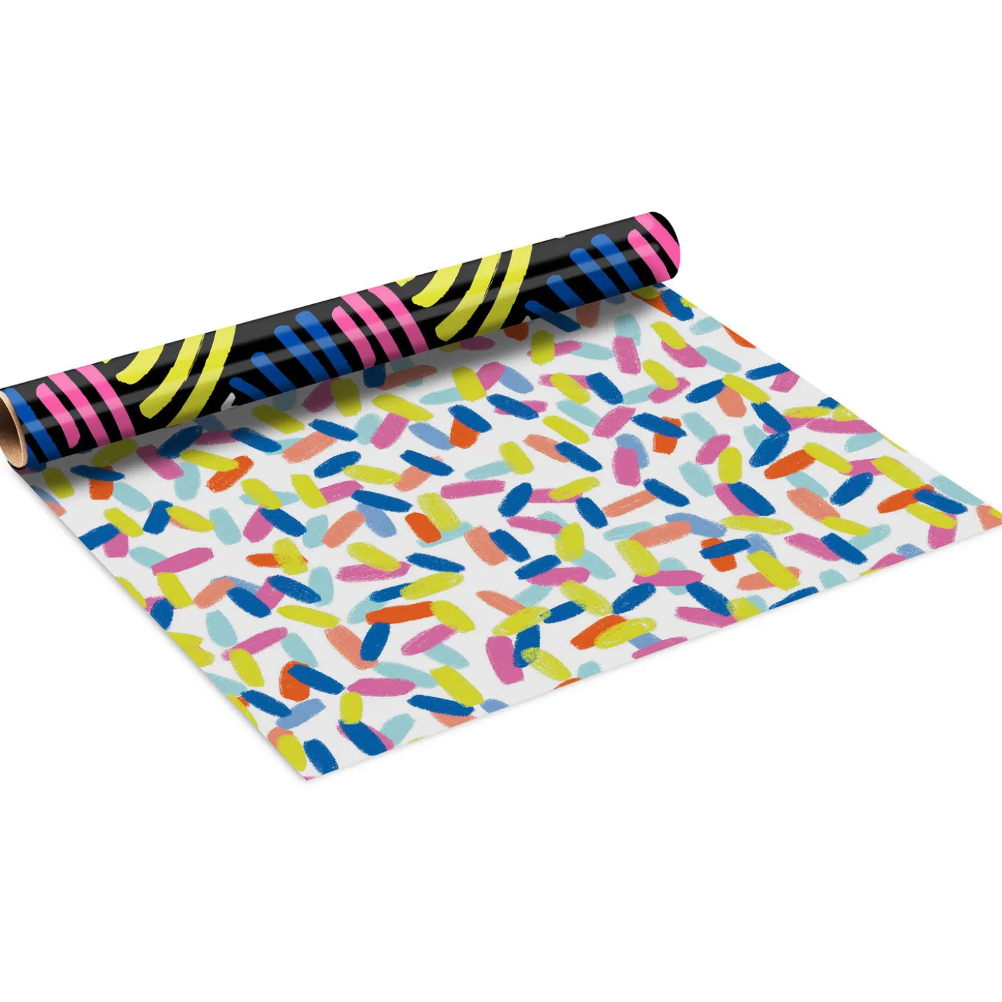 Geo Pattern on White and Wavy Blue Lines Reversible Table Runner