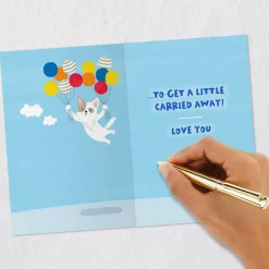 Get Carried Away Puppy and Balloons Birthday Card for Great-Grandson