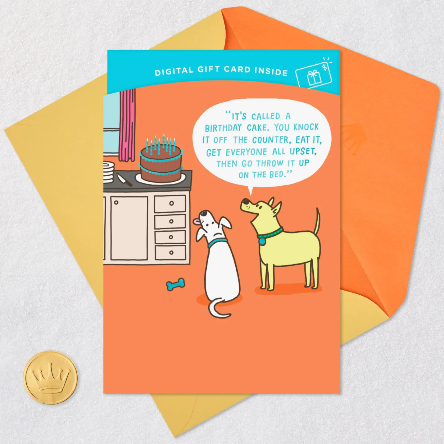 Get Into Trouble Cake-Stealing Dogs Gift Card Greeting Funny Birthday Card