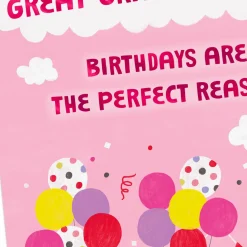 Get Carried Away Kitty and Balloons Birthday Card for Great-Granddaughter