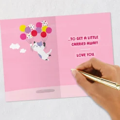 Get Carried Away Kitty and Balloons Birthday Card for Great-Granddaughter