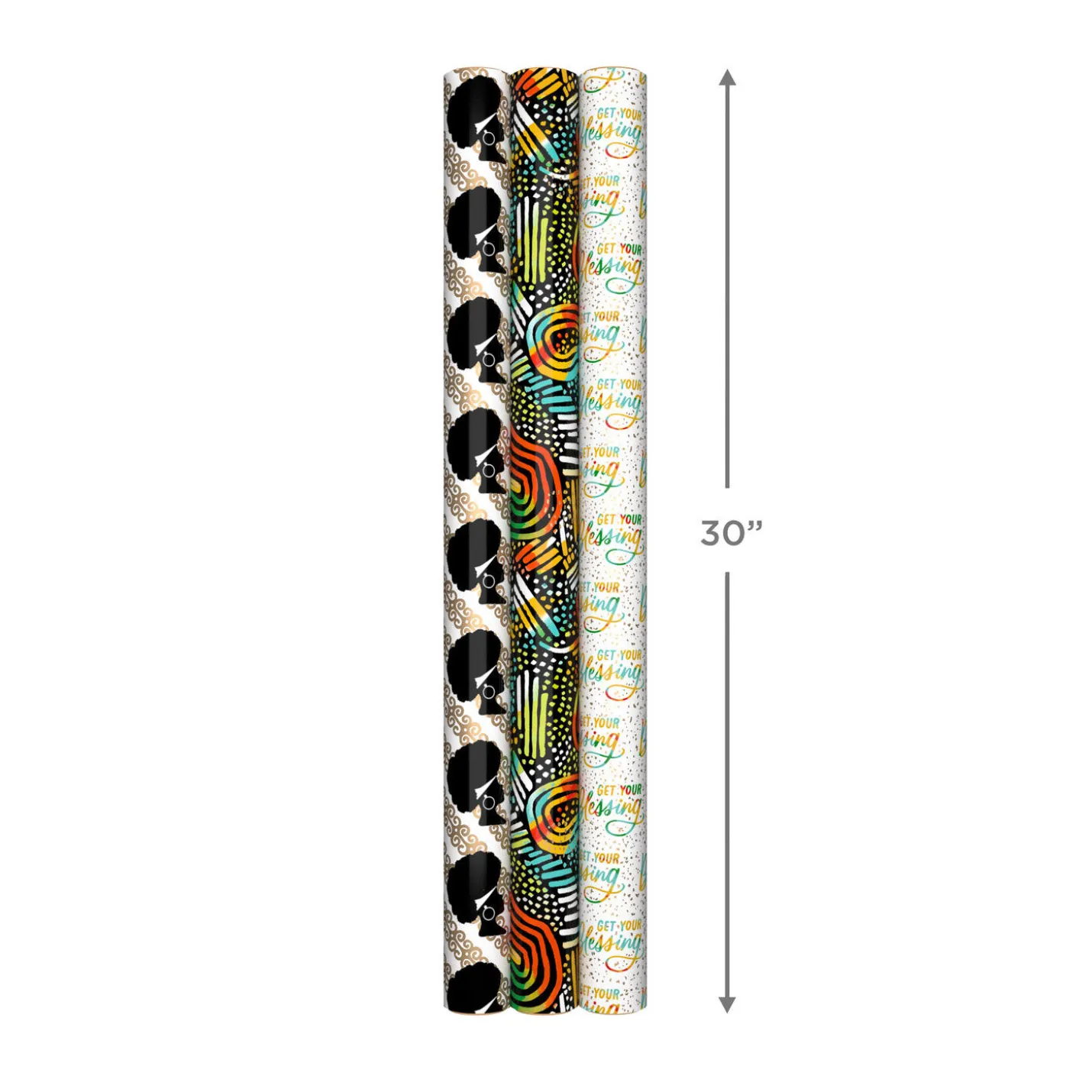 Get Your Blessing 3-Pack Assorted Wrapping Paper, 75 sq. ft. total