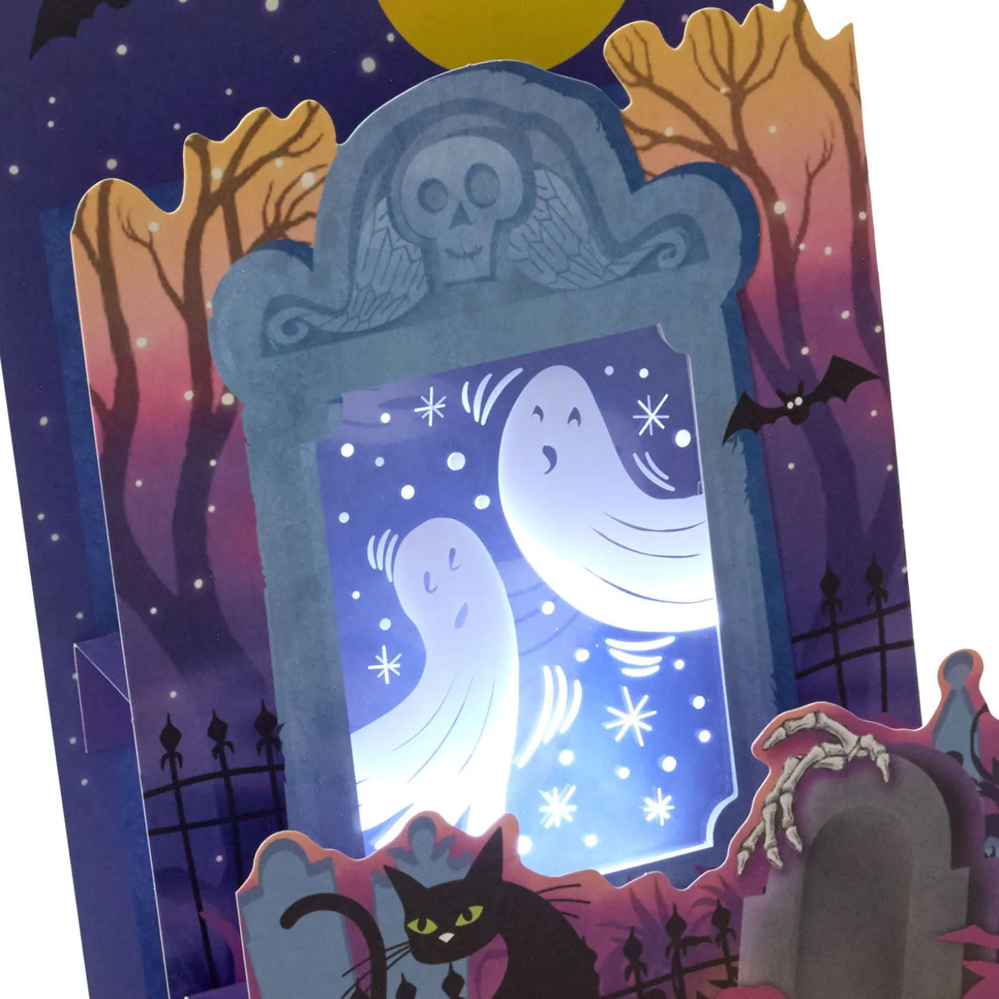 Ghosts in the Graveyard Musical Pop-Up Halloween Card With Light
