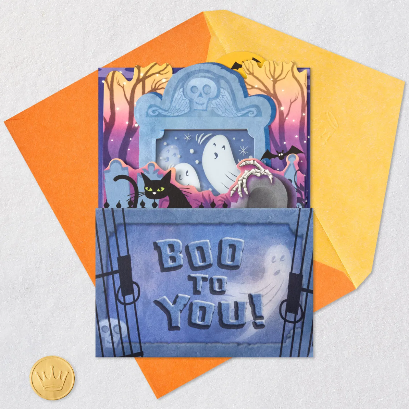 Ghosts in the Graveyard Musical Pop-Up Halloween Card With Light