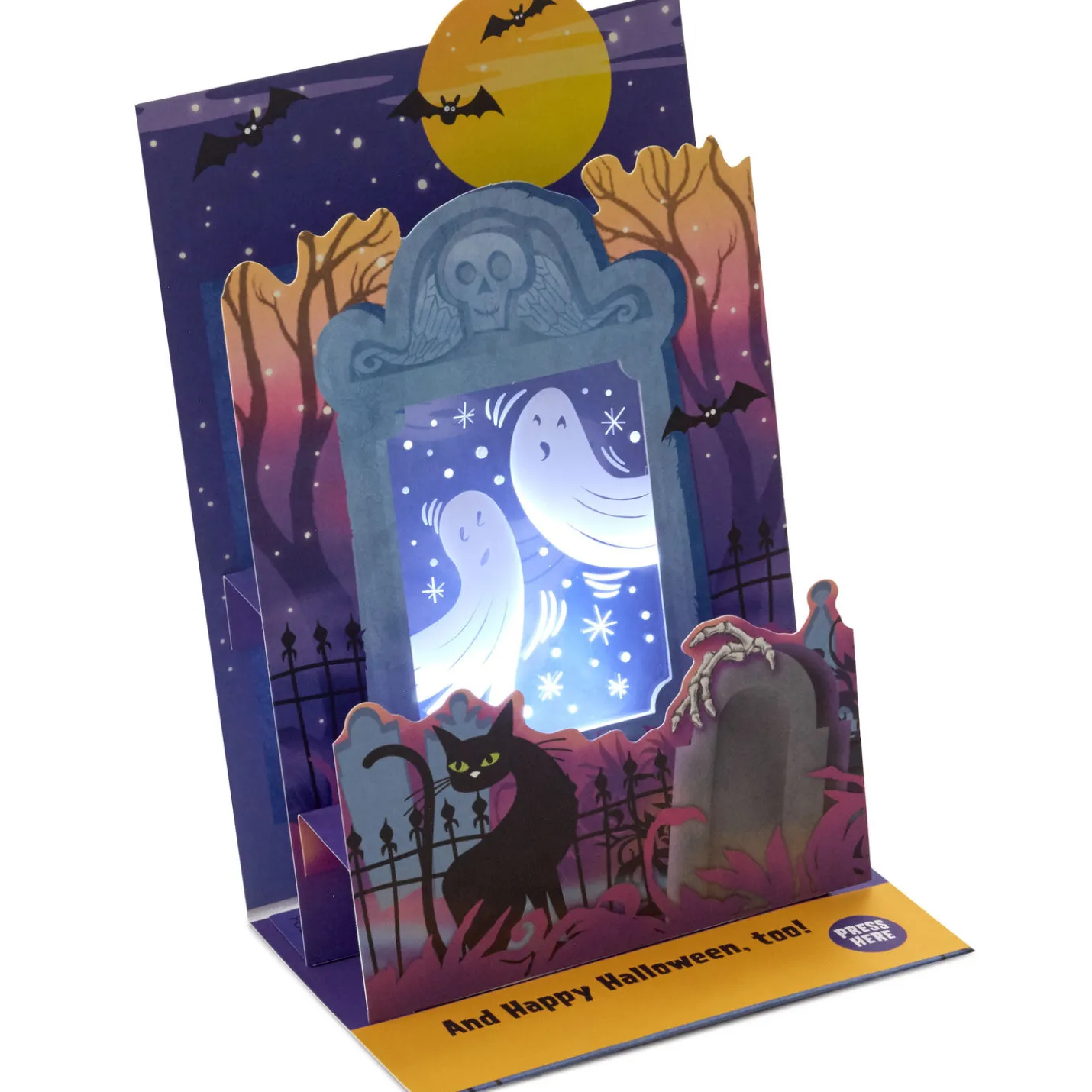 Ghosts in the Graveyard Musical Pop-Up Halloween Card With Light