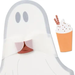 Ghost with Pumpkin Latte Paper Craft Halloween Card
