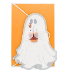 Ghost with Pumpkin Latte Paper Craft Halloween Card