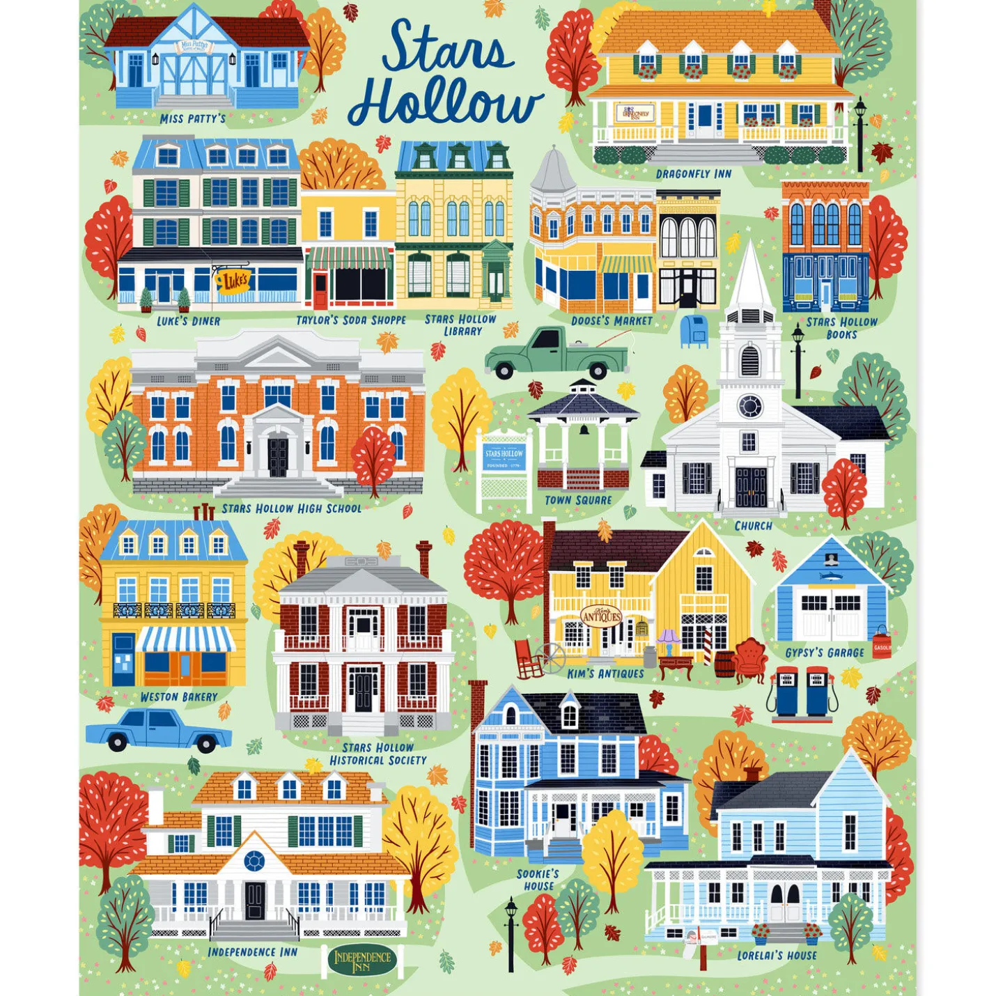 Gilmore Girls Stars Hollow Map Blanket, 50x60