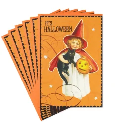 Girl Witch Vintage Art Halloween Cards, Pack of 6