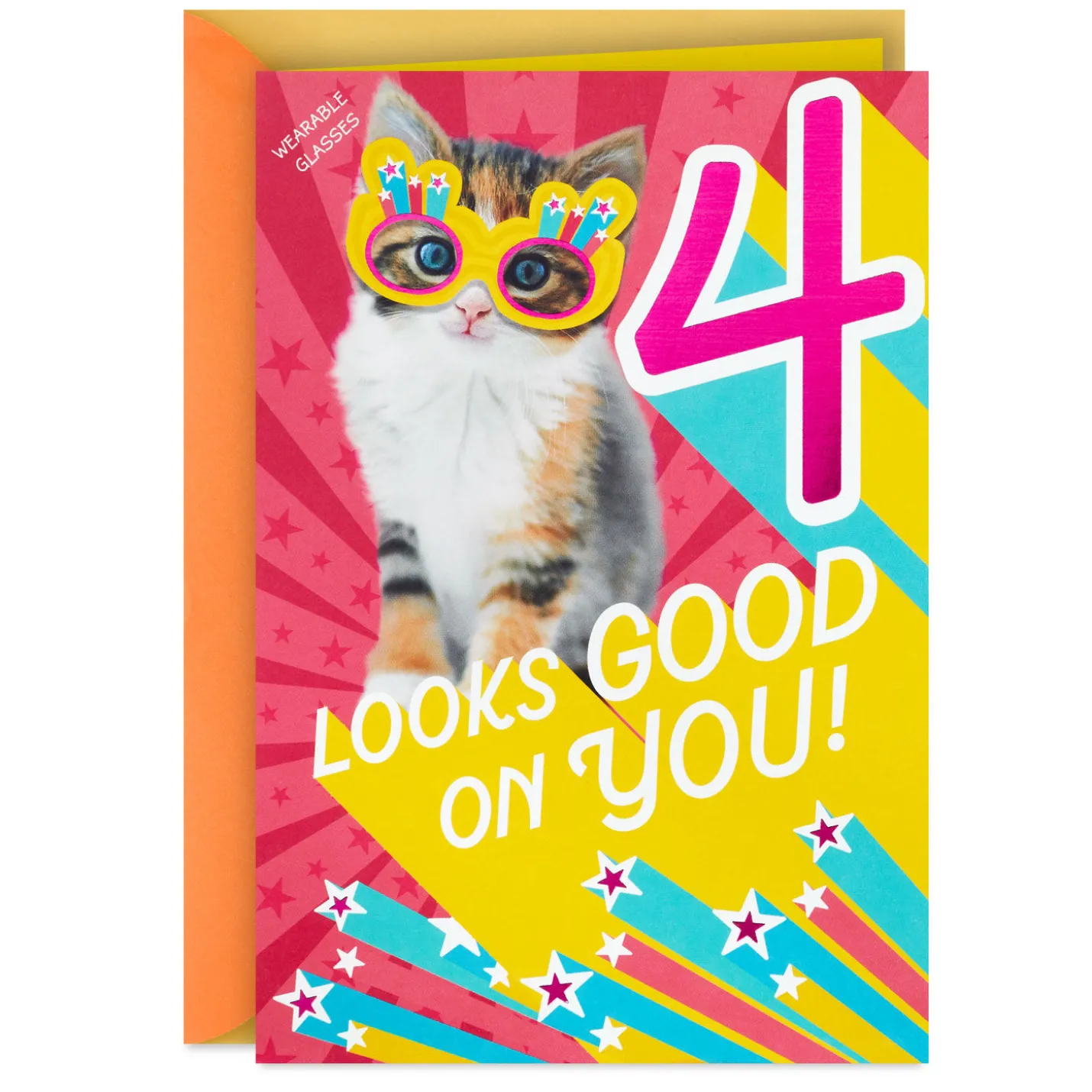 Girl, You Rule 4th Birthday Card With Wearable Sunglasses