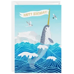 Glad You Exist Narwhal Custom Birthday Card