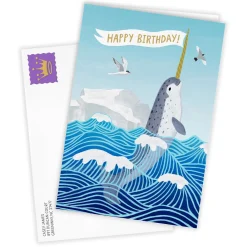 Glad You Exist Narwhal Custom Birthday Card
