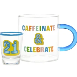 Glass 21st Birthday Mug and Shot Glass Bundle
