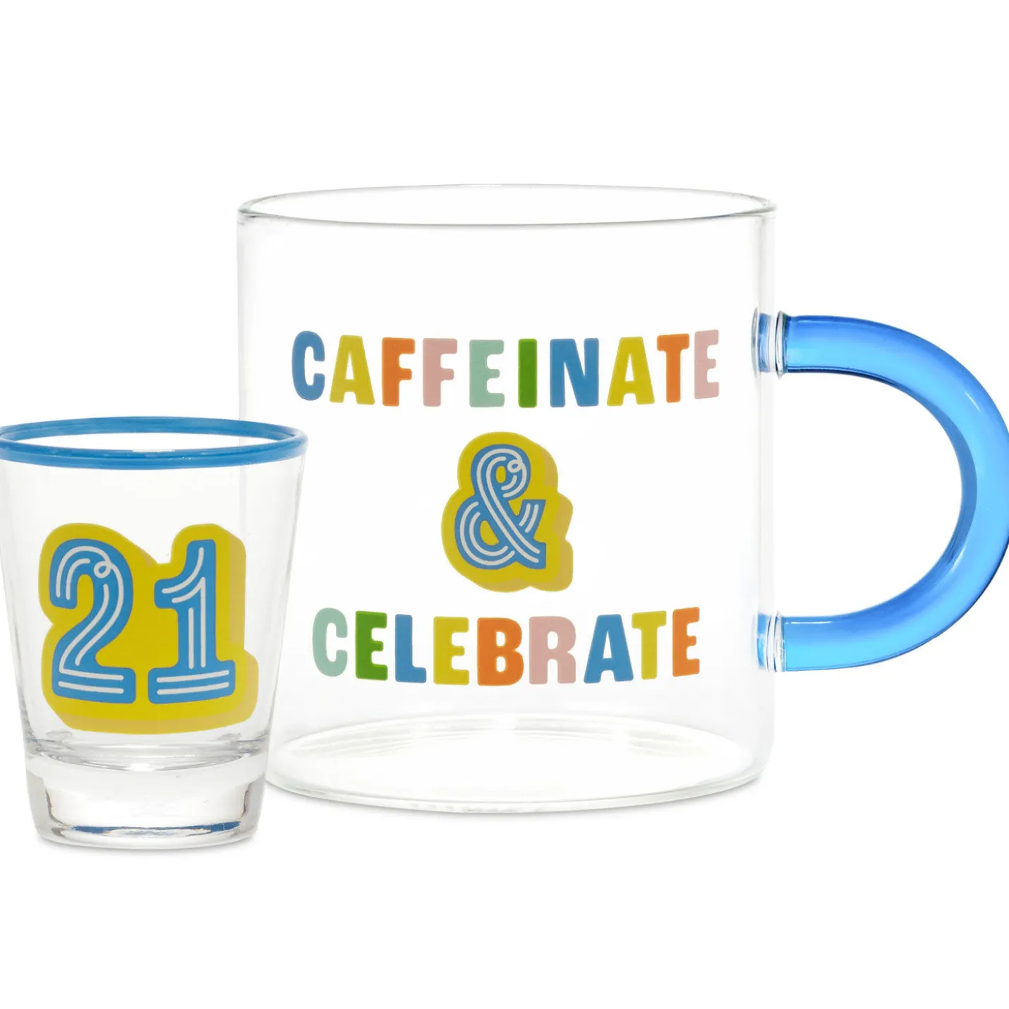 Glass 21st Birthday Mug and Shot Glass Bundle