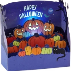 Glowing Pumpkin Patch Musical 3D Pop-Up Halloween Card With Light