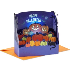 Glowing Pumpkin Patch Musical 3D Pop-Up Halloween Card With Light