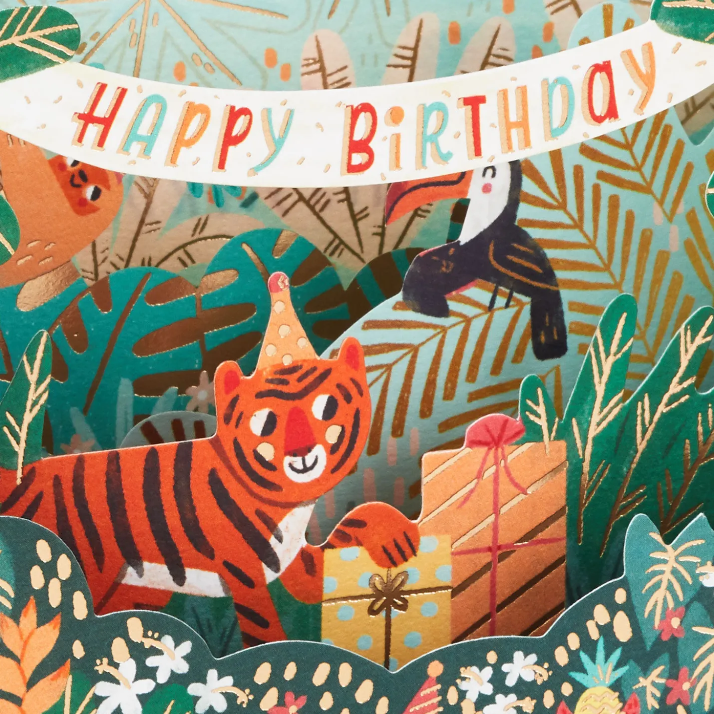 Go Wild Jungle Animals 3D Pop-Up Birthday Card for Kids
