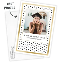 Gold and Black Preppy Hats Flat Graduation Announcement