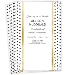 Gold and Black Preppy Hats Flat Graduation Party Invitation