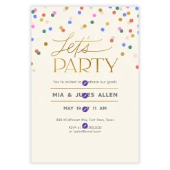 Gold and Confetti Graduation Invitation
